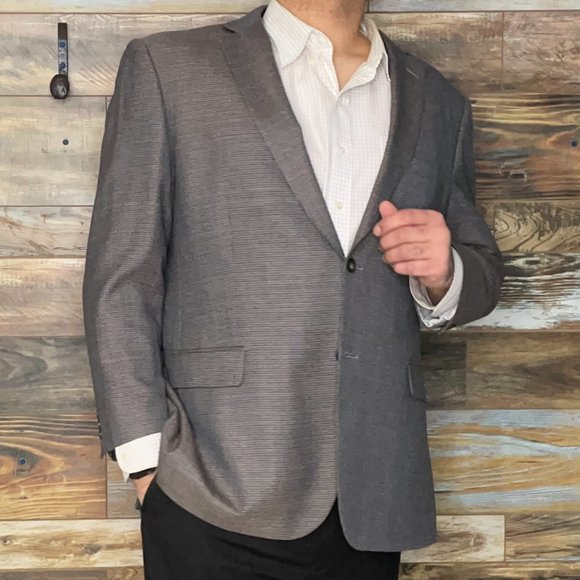 Pronto Uomo Platinum Wool Blend Gray Geometric Dual Vent Blazer Sport Jacket 50L - Picture 5 of 11